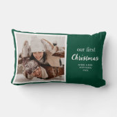 私たちの初めてのクリスマス新婚夫婦フォトスクリプトグリーン ランバークッション (裏面)