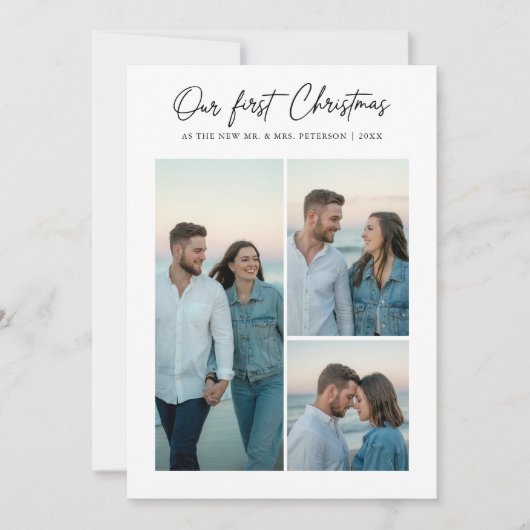 私たちの初めてのクリスマス新着ビーチサンセット3写真 シーズンカード (正面)