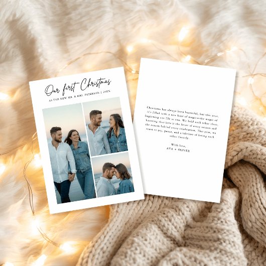 私たちの初めてのクリスマス新着ビーチサンセット3写真 シーズンカード