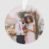 私たちの初めてのクリスマス書道のMr.とMrs.写真 オーナメント (正面)