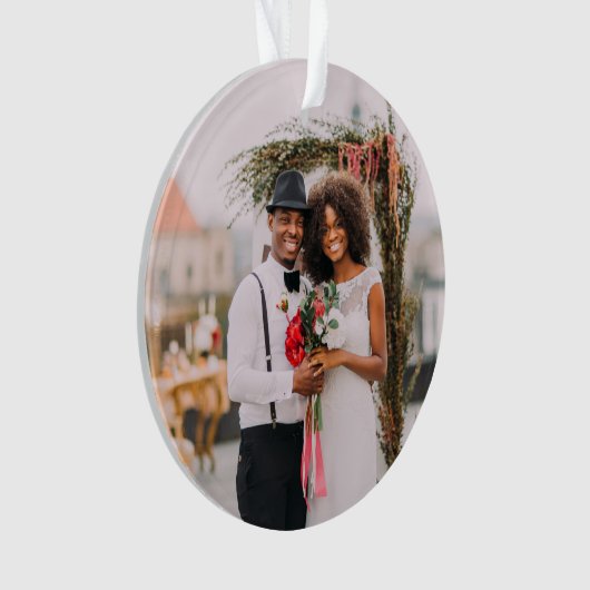 私たちの初めてのクリスマス書道のMr.とMrs.写真 オーナメント (正面)