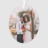 私たちの初めてのクリスマス書道のMr.とMrs.写真 オーナメント (正面)