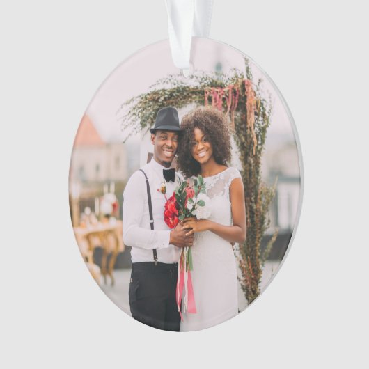 私たちの初めてのクリスマス書道のMr.とMrs.写真 オーナメント (正面)