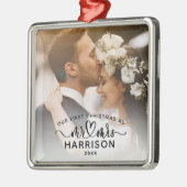 私たちの初めてのクリスマス書道Mr.とMrs. Photos メタルオーナメント (左)