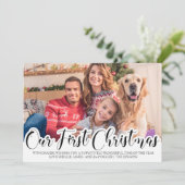 私たちの初めてのクリスマス独身のの写真の手の文字 (スタンド正面)