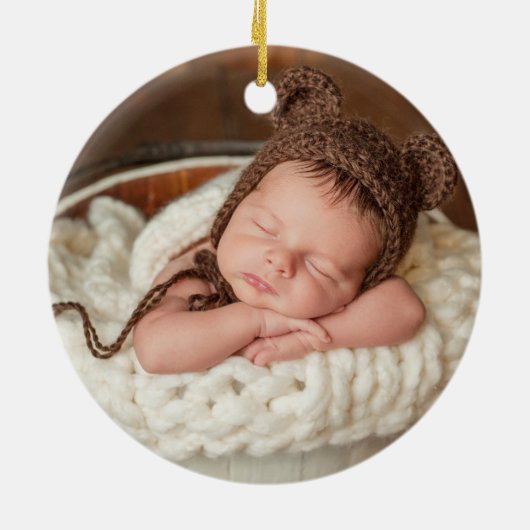 私たちの初めてのクリスマス祖父母ウッドトラックの写真 セラミックオーナメント (裏面)