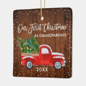 私たちの初めてのクリスマス祖父母ウッドトラックスノー セラミックオーナメント (左)