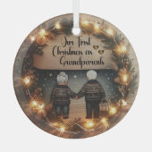 私たちの初めてのクリスマス祖父母オーナメント ガラスオーナメント (正面)