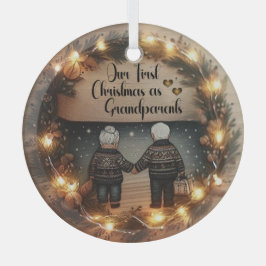 私たちの初めてのクリスマス祖父母オーナメント ガラスオーナメント