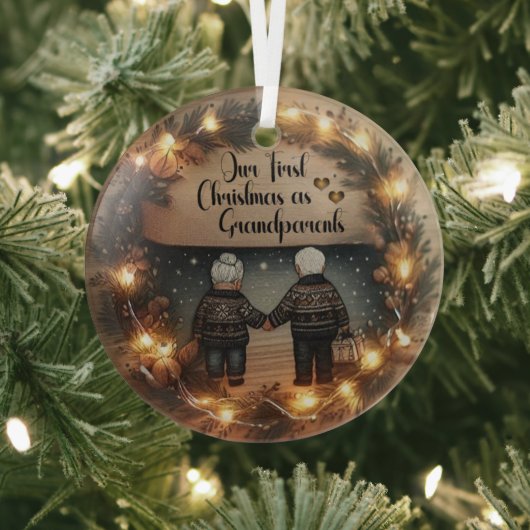 私たちの初めてのクリスマス祖父母オーナメント ガラスオーナメント (インサイチュ)