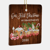 私たちの初めてのクリスマス祖父母ジンジャーブレッド セラミックオーナメント (右)