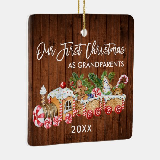 私たちの初めてのクリスマス祖父母ジンジャーブレッド セラミックオーナメント (右)