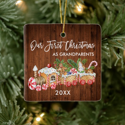 私たちの初めてのクリスマス祖父母ジンジャーブレッド セラミックオーナメント (ツリー)