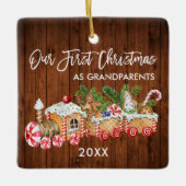 私たちの初めてのクリスマス祖父母ジンジャーブレッド セラミックオーナメント (正面)
