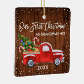 私たちの初めてのクリスマス祖父母トラックウッドスノー セラミックオーナメント (右)