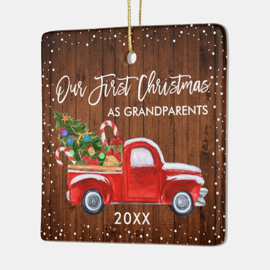 私たちの初めてのクリスマス祖父母トラックウッドスノー セラミックオーナメント (左)
