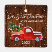 私たちの初めてのクリスマス祖父母トラックウッドスノー セラミックオーナメント (裏面)