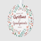 私たちの初めてのクリスマス祖父母フローラベビー写真 オーナメント (正面)