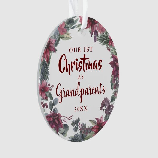 私たちの初めてのクリスマス祖父母ベビー写真 オーナメント (正面)