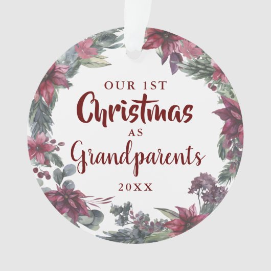 私たちの初めてのクリスマス祖父母ベビー写真 オーナメント (正面)