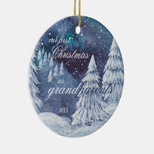 私たちの初めてのクリスマス祖父母絵を描の年間 セラミックオーナメント (右)