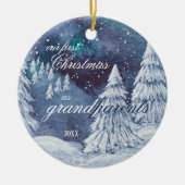私たちの初めてのクリスマス祖父母絵を描の年間 セラミックオーナメント (正面)