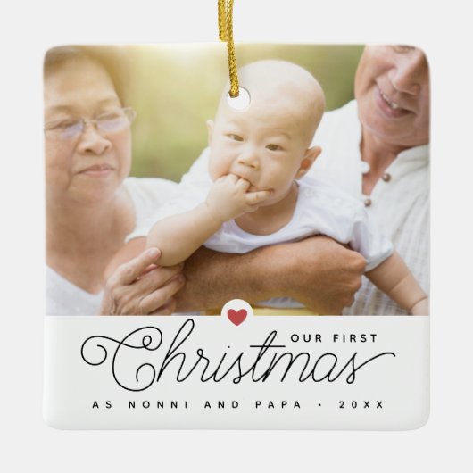 私たちの初めてのクリスマス祖父母2 セラミックオーナメント (正面)