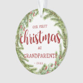 私たちの初めてのクリスマス祖父母Pine写真 オーナメント (正面)