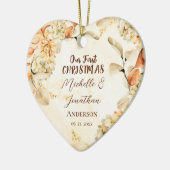 私たちの初めてのクリスマス秋のフローラハート セラミックオーナメント (左)