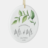 私たちの初めてのクリスマス素朴グリーンリー写真ゲイ セラミックオーナメント (右)