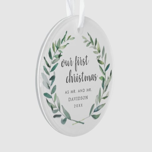 私たちの初めてのクリスマス素朴ゲイ新着写真 オーナメント (正面)