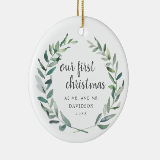 私たちの初めてのクリスマス素朴ゲイ新着写真 セラミックオーナメント (右)