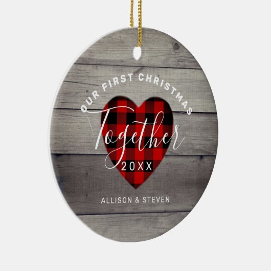 私たちの初めてのクリスマス素朴パーソナライズされた セラミックオーナメント (右)