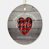 私たちの初めてのクリスマス素朴パーソナライズされた セラミックオーナメント (左)