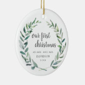 私たちの初めてのクリスマス素朴レズビアンの新しい写真 セラミックオーナメント (右)