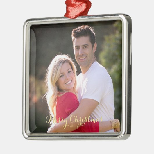 私たちの初めてのクリスマス結婚したエレガント金ゴールド文字1st メタルオーナメント (左)