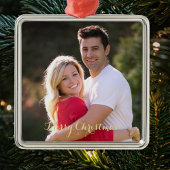 私たちの初めてのクリスマス結婚したエレガント金ゴールド文字1st メタルオーナメント