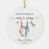 私たちの初めてのクリスマス結婚したオーナメント セラミックオーナメント (正面)