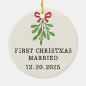 私たちの初めてのクリスマス結婚したオーナメント セラミックオーナメント (裏面)