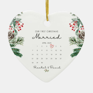 私たちの初めてのクリスマス結婚したオーナメント セラミックオーナメント
