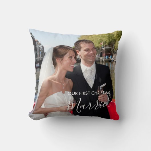 私たちの初めてのクリスマス結婚したカスタム2写真 クッション (正面)