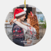 私たちの初めてのクリスマス結婚したカスタム2写真 セラミックオーナメント (裏面)
