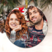 私たちの初めてのクリスマス結婚したカスタム2写真 セラミックオーナメント
