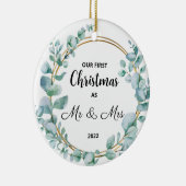 私たちの初めてのクリスマス結婚したスメリーセラミックオーナメント セラミックオーナメント (右)