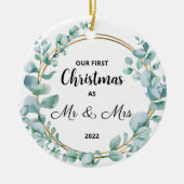 私たちの初めてのクリスマス結婚したスメリーセラミックオーナメント セラミックオーナメント (正面)