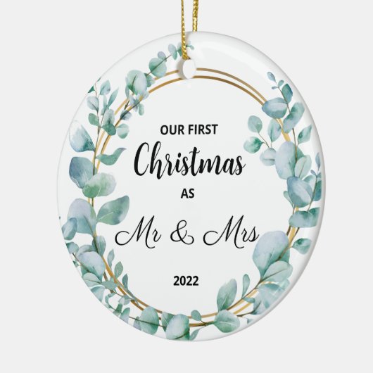 私たちの初めてのクリスマス結婚したスメリーセラミックオーナメント セラミックオーナメント (左)