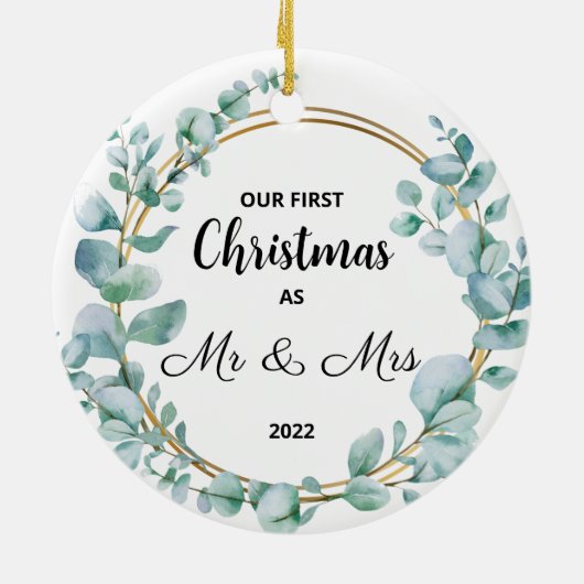 私たちの初めてのクリスマス結婚したスメリーセラミックオーナメント セラミックオーナメント (裏面)