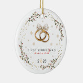 私たちの初めてのクリスマス結婚したパーソナライズされたヴィンテージ セラミックオーナメント (右)