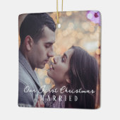 私たちの初めてのクリスマス結婚したパーソナライズされた写真 セラミックオーナメント (左)