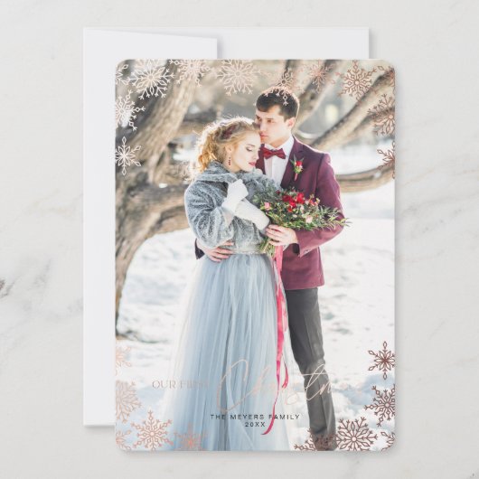 私たちの初めてのクリスマス結婚したフォトホリデーカード 招待状 (正面)